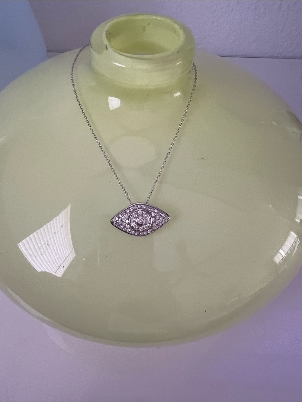 Sterling Silver CZ Evil Eye Pendant Necklace - Silver
